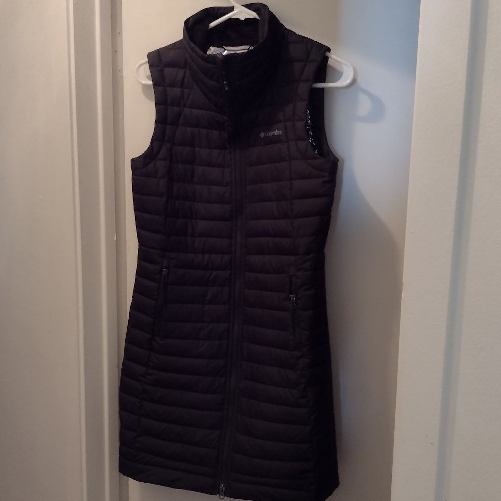 Columbia Women's xs, black, White Out Long Puffer Omni Heat Zip Insulate…
